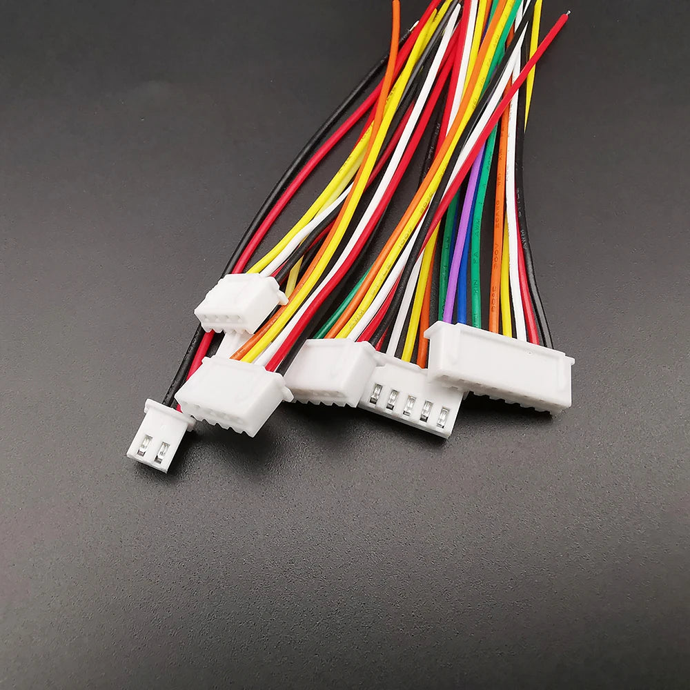 Set Conectores JST XH 2.54mm (2-8 Pines) Macho/Hembra con Cable 10/20cm 26AWG (5 Sets)
