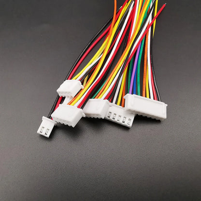 Set Conectores JST XH 2.54mm (2-8 Pines) Macho/Hembra con Cable 10/20cm 26AWG (5 Sets)