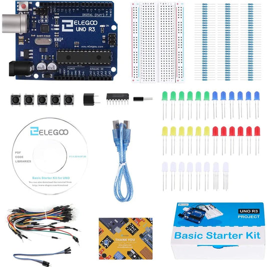 Kit Inicio Básico ELEGOO UNO Project con Tutorial y Placa UNO R3 compatible Arduino IDE (Kit Electrónico DIY)