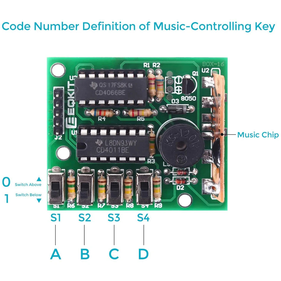 Kit DIY Módulo Electrónico Caja Musical 16 Tonos (BOX-16) para Práctica Soldadura Arduino