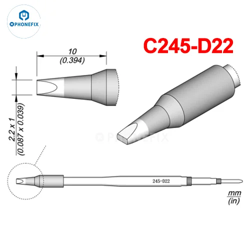 Puntas Cautín Soldador PHONEFIX Serie C245/C470 para Estación JBC / Mango Universal T245/T470 (Reparación PCB/IC)