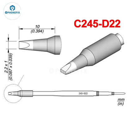 Puntas Cautín Soldador PHONEFIX Serie C245/C470 para Estación JBC / Mango Universal T245/T470 (Reparación PCB/IC)