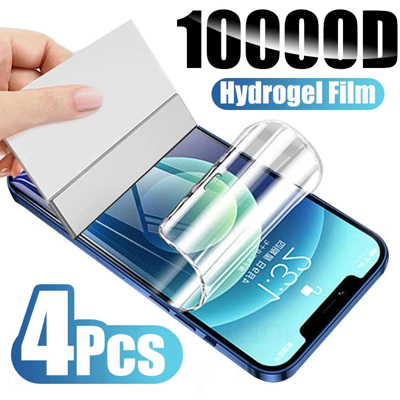 Film Hidrogel Suave Protector Pantalla Silicona para iPhone 7/8/15 Plus / X/XR/XS / 11-16 Pro Max / 12/13 Mini (Pack 4 Unidades)