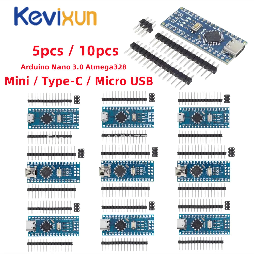 Placa Nano 3.0 (ATMEGA328P, 16MHz, CH340) con Bootloader (Puerto Mini/Tipo C/Micro USB) compatible Arduino
