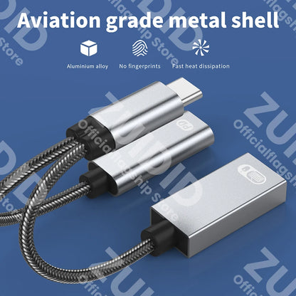 Adaptador Cable Carga USB-C OTG 2-en-1 PD 60W + USB 2.0 Data Converter para iPad Pro/Samsung/Huawei/Xiaomi/Laptop/Tablet