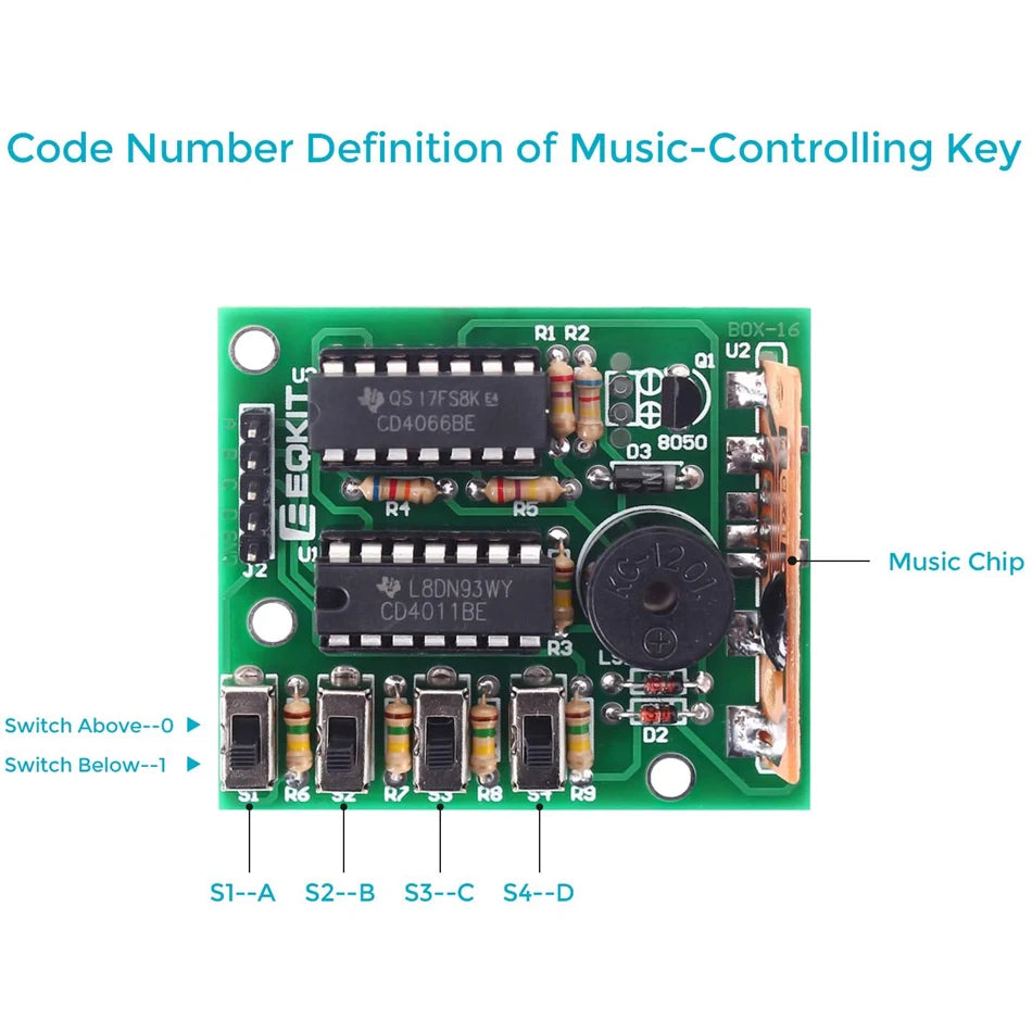 Kit DIY Módulo Electrónico Caja Musical 16 Tonos (BOX-16) para Práctica Soldadura Arduino