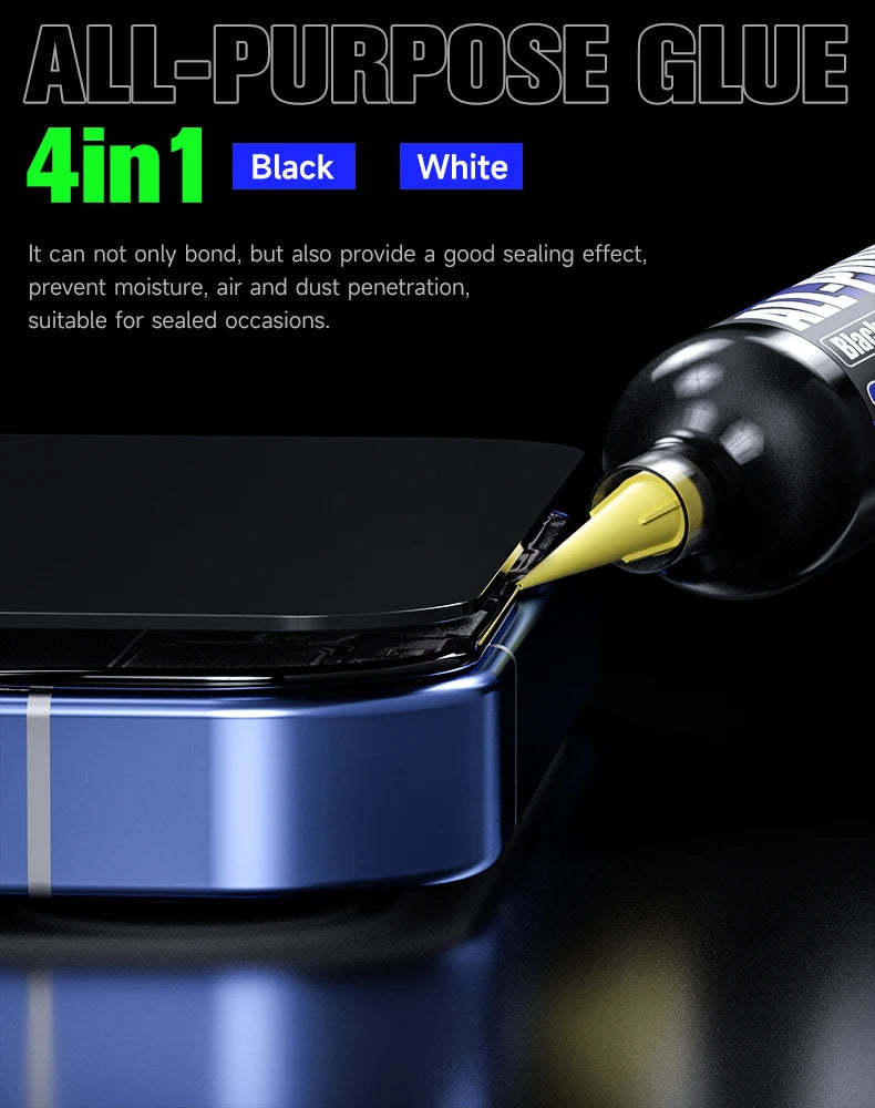 Pegamento Adhesivo Estructural Multiuso MECHANIC G7 (30cc) con 10 Puntas para Marco/Pantalla Teléfono Móvil (Calafateo, Negro/Blanco)