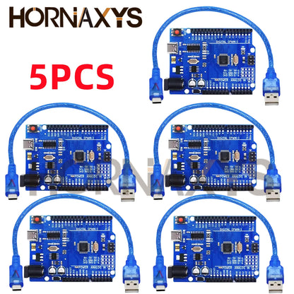 Placa Desarrollo UNO R3 (CH340G, MEGA328P-AU, 16MHz, Tipo C) con Cable USB para Arduino (1-10 Unidades)