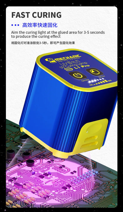 Lámpara Curado UV Inteligente Mechanic L1 Pro (7W, Doble Led) Rápida para OCA/Máscara Soldadura/Resina