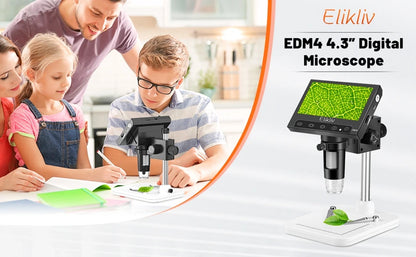 Elikliv EDM43 1080P Digital Microscope 4.3" IPS Screen Microscopes 1000x Entire Coin View Soldering Microscopio for PC Laptop