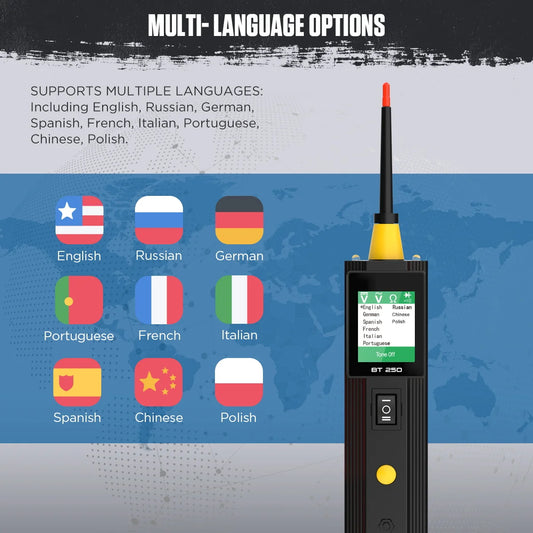 Tester Circuito Automotriz Autool BT250 (6-30V) - Kit Sonda Eléctrica (Power Probe) con Display LED