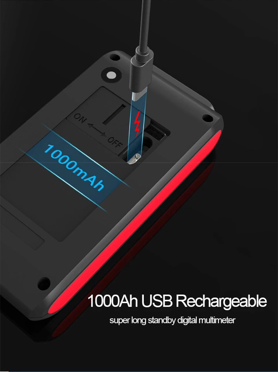 Multímetro Digital Inteligente USB (9999 Cuentas) - Pantalla Grande, AC/DC, Capacitancia, Ohm, Hz, Temp