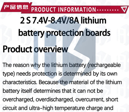 2S 7.4V 8A Li-ion 18650 Lithium Battery Charger Protection Board 8.4V Overcurrent Overcharge / Overdischarge Protection