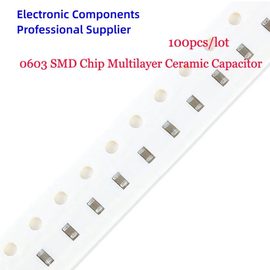 Capacitor Cerámico Multicapa Chip SMD 0603 (100nF 104K, 50V, X7R 10%) - Pack 100 Unidades