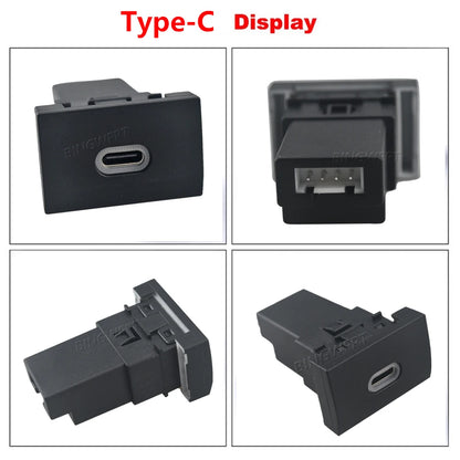 Cargador Auto Rápido QC3.0 + USB-C PD Socket Interfaz con Botón para VW Polo (2011-2013)