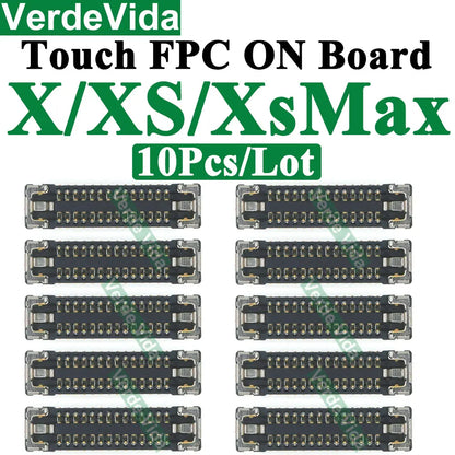 Conector FPC Táctil / Pantalla LCD en Placa Base para iPhone X/XS/XR/11/12/13/14/15/16 Pro Max/Plus (10 Unidades)