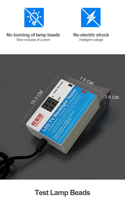 Tester Backlight LED TV (0-300V) con Display Voltaje/Corriente + Set Palancas Desarme