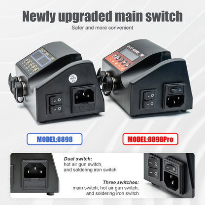 Estación de Soldadura 2 en 1 (Cautín + Pistola Aire Caliente) 750W para Reparación BGA/SMD (Modelo JCD 8898)