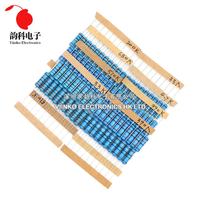 Kit Resistencias Película Metálica 2W 1% (0.33R - 1M Ohm, 64 Valores x 10pcs = 640pcs) Pack Surtido