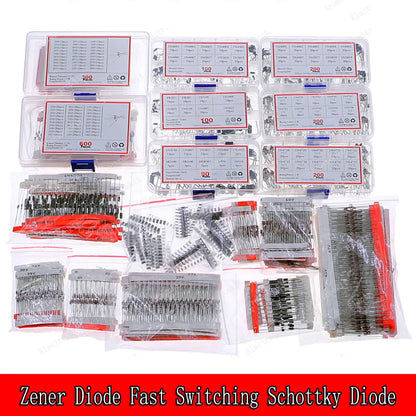 Kit Surtido Diodos (Rectificador/Zener/Schottky Rápido/Switching) DIP/SMD (1N4148, 1N4007, 1N5819, FR107, etc.)