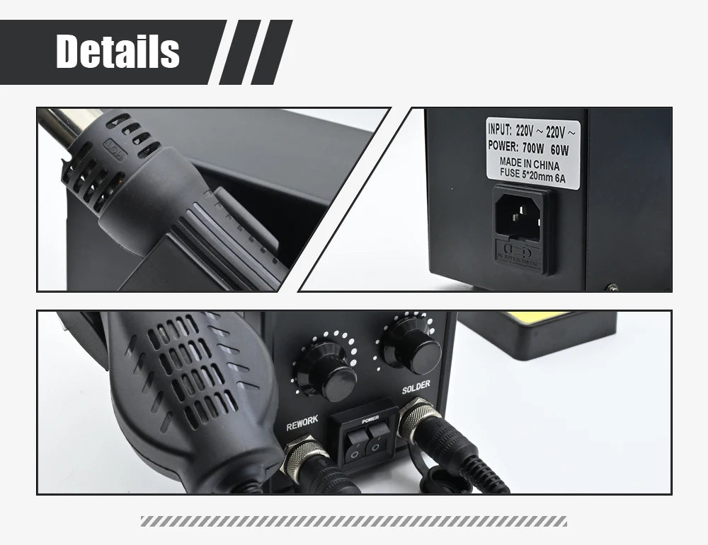 JCD 8586D Soldering Station 2 IN 1 750W Hot Air Gun LCD Dual Digital Display Electric Soldering Iron SMD Welding Rework Station