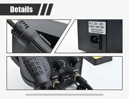 JCD 8586D Soldering Station 2 IN 1 750W Hot Air Gun LCD Dual Digital Display Electric Soldering Iron SMD Welding Rework Station