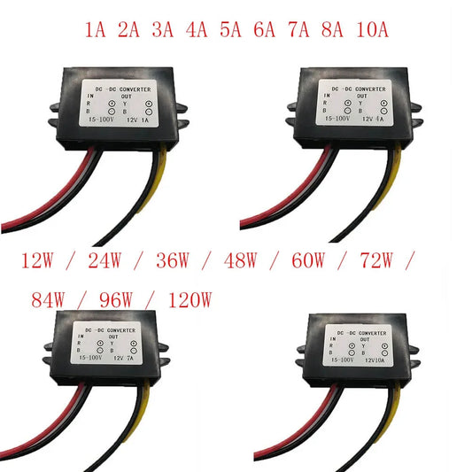 Convertidor Buck DC-DC 15V-100V a 12V (1A-10A) Step-Down Regulador Voltaje Transformador Auto