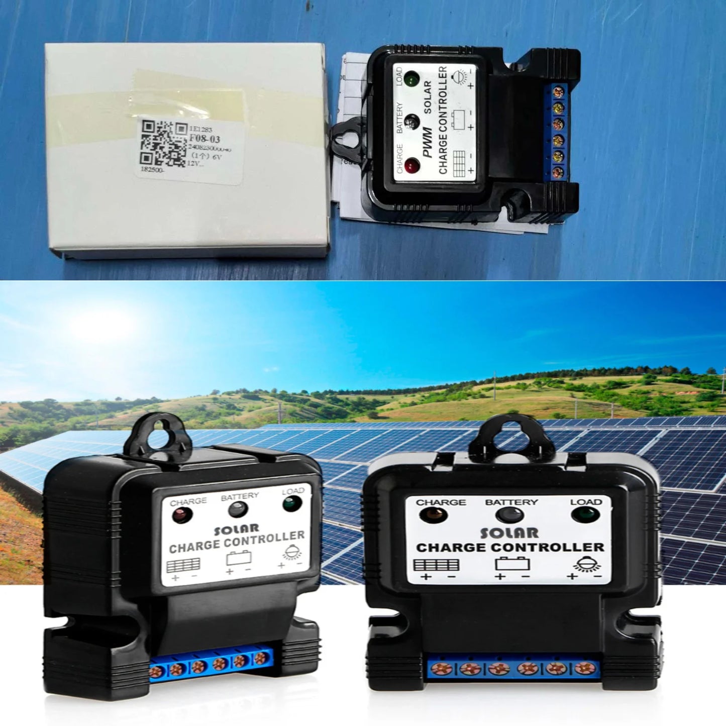Controlador Carga Panel Solar IP30 PWM 10A 6V/12V Auto Regulador Batería
