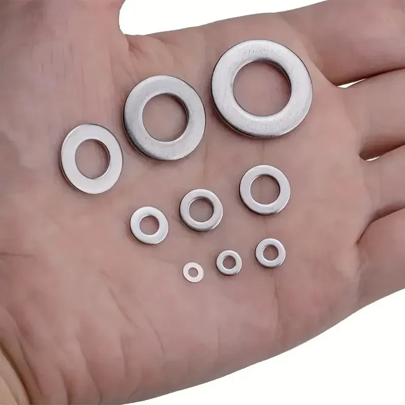 Set Arandelas Planas Acero Inoxidable 304 para Decoración Hogar/Reparación Fábrica/Cocina/Tiendas (360 Piezas)