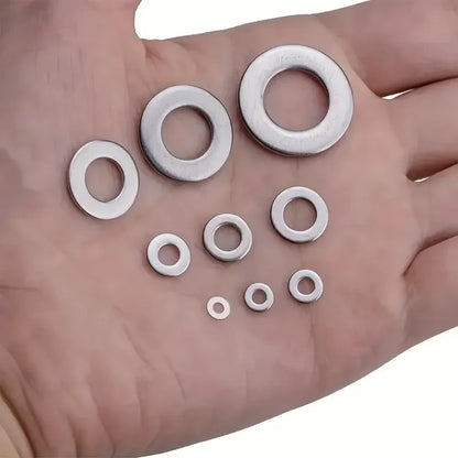 Set Arandelas Planas Acero Inoxidable 304 para Decoración Hogar/Reparación Fábrica/Cocina/Tiendas (360 Piezas)