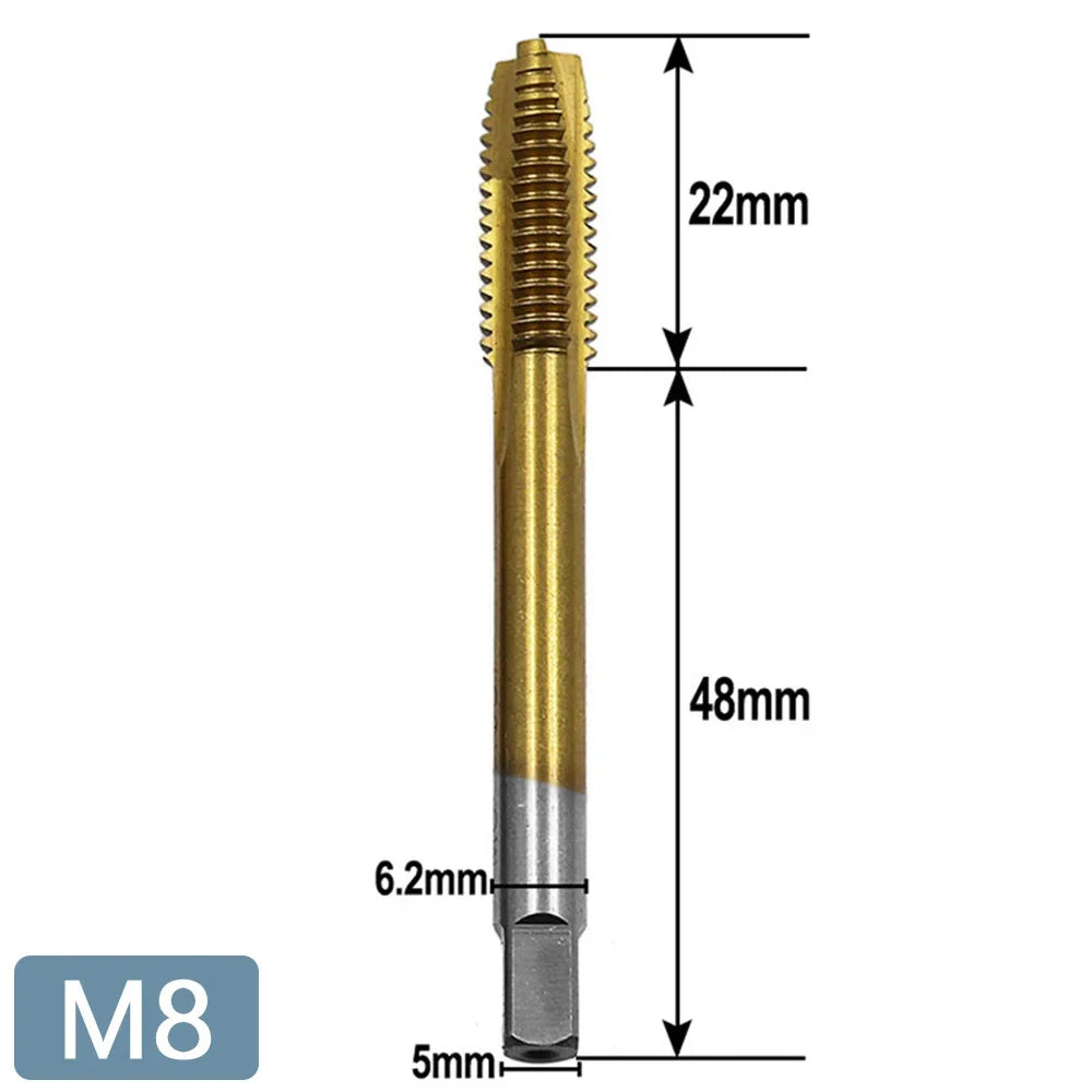 Llave Macho Manual Ajustable Mango T con Ratchet/Fresa para Roscar M3/M4/M5/M6/M8 Métrico