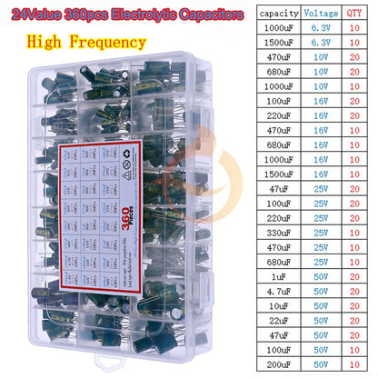 Kit Surtido Capacitores Electrolíticos DIP/SMD (0.1uF-1500uF, 16V-400V)