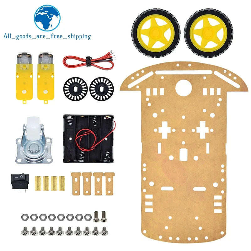 Kit Chasis Auto Robot Inteligente TZT 2WD con Encoder Velocidad y Caja Batería para Arduino