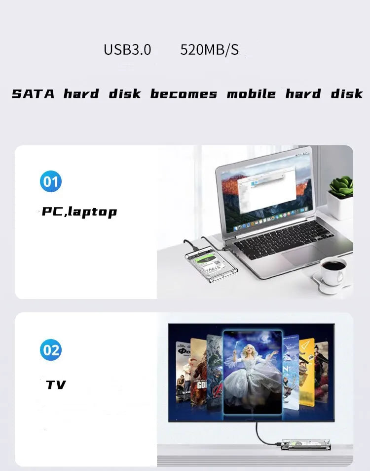 Carcasa Externa USB 3.0 a SATA III para Disco Duro HDD/SSD 2.5" Caja Harddisk