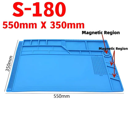 Alfombrilla Silicona ESD Aislante Térmica Resistente Calor para Soldadura Reparación Computadora/Teléfono (Kit Mantenimiento)