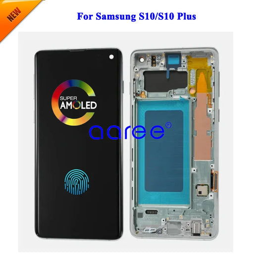 Pantalla LCD Super AMOLED para Samsung S10, G9730, S10 Plus, G9750, montaje de digitalizador táctil