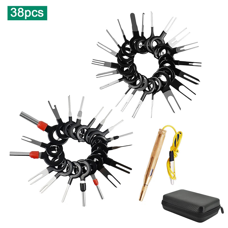 Kit Herramienta Extracción Terminales Enchufe Automotriz (Extractor Pines Conector Cable Eléctrico) para Reparación Autos