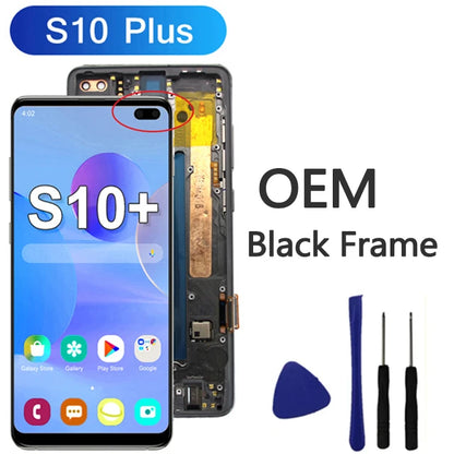 Pantalla LCD Super AMOLED para Samsung Galaxy S10 S10 Puls, montaje de digitalizador con pantalla táctil para Samsung S10 + G973F G975F