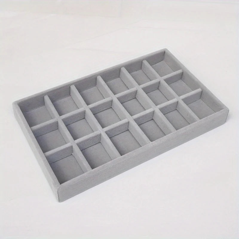 Bandeja Exhibidora Terciopelo para Joyería (Soporte Anillos/Pendientes/Collares Portátil) Caja Organizadora Almacenamiento