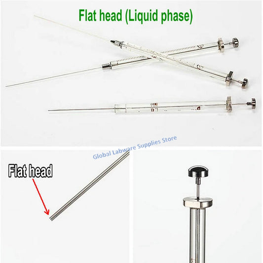 Microinyector Cromatográfico para Laboratorio (0.5uL - 1000uL) - Jeringa Microlitro Fase Líquida Cabeza Plana