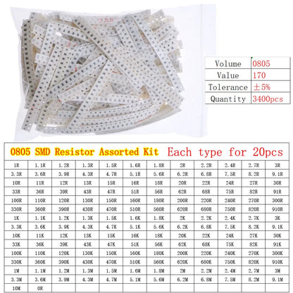 Kit Surtido Resistencias Fijas Chip SMD (0402 a 2512) - Rango 0Ω a 10MΩ
