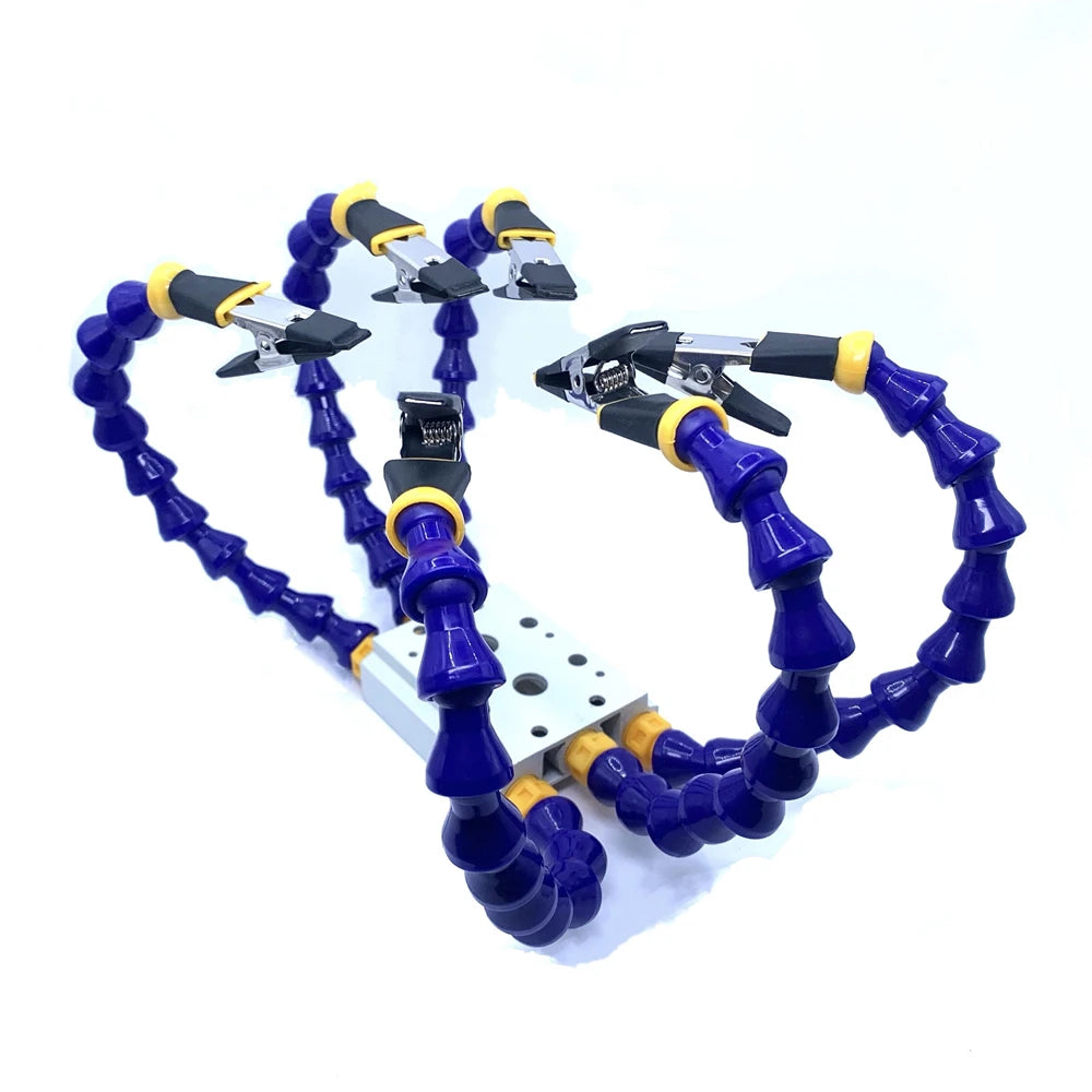 Brazos Flexibles "Helping Hands" con Pinza Tornillo Banco Mesa y Soporte Cautín para Soldadura/Reparación PCB (Compatible TS100/TS101/PINE64)