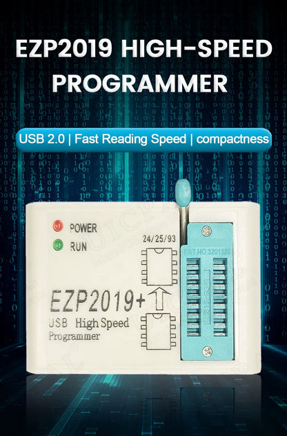 Kit Programador USB Alta Velocidad EZP2019 para EEPROM 24/25/93, Flash 25 BIOS Chip con Socket SOP + Clip