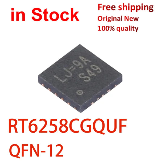 Chip Alimentación DC-DC RT6258CGQUF (Marcado LJ= / LJ=9A) (QFN-12 SMD) (Nuevo Original, 2 Unidades)