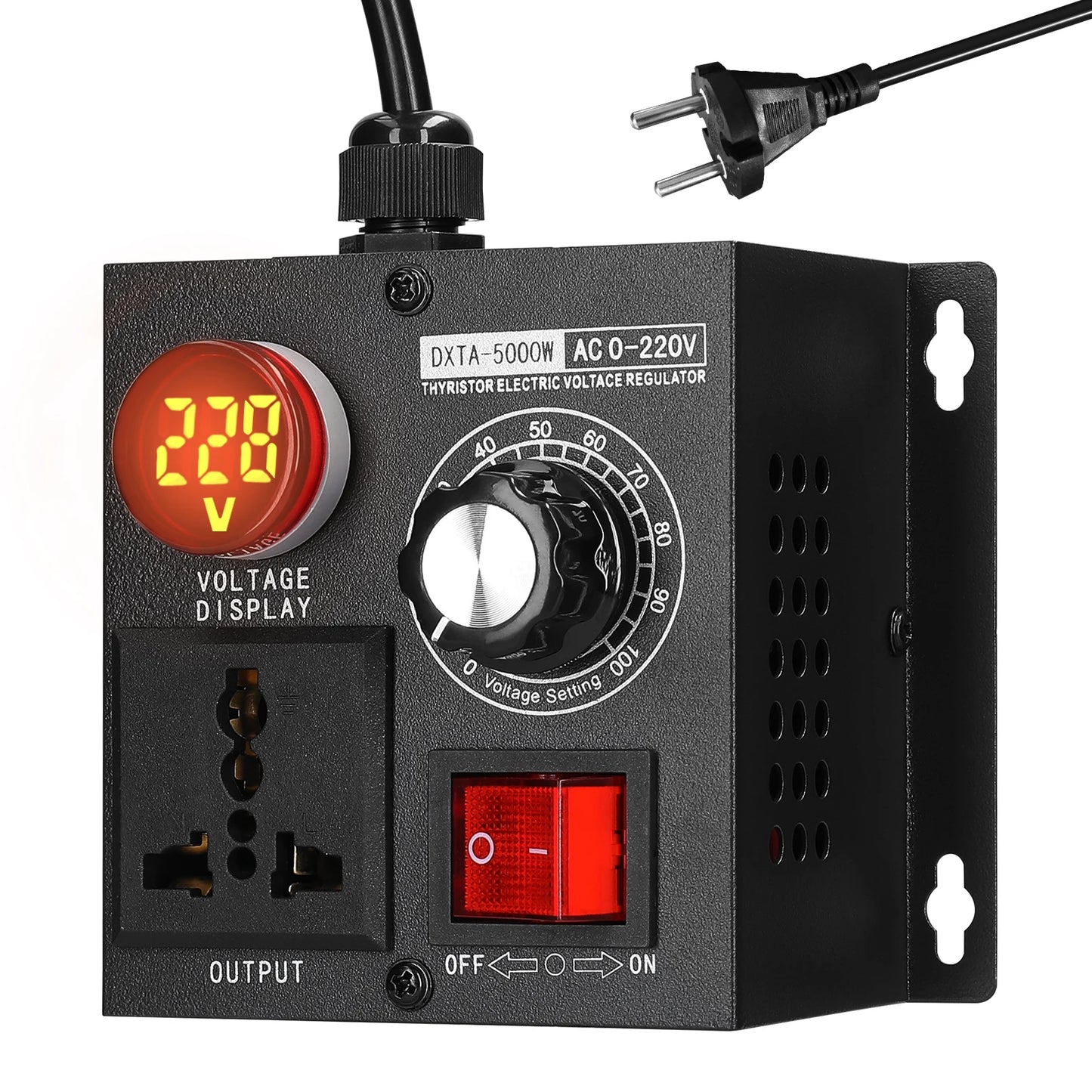 Regulador Voltaje AC 220V 4000W/5000W SCR Dimmer Ajustable Velocidad/Temperatura/Luz