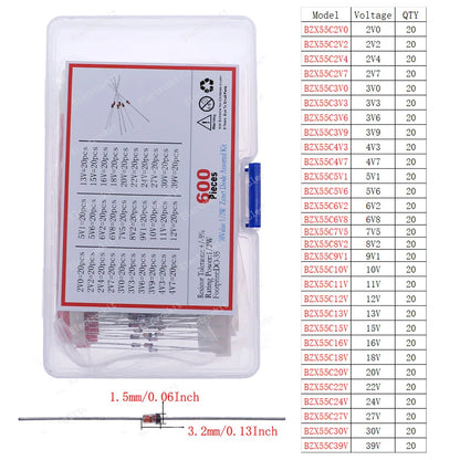 Kit Surtido Diodos (Rectificador/Zener/Schottky Rápido/Switching) DIP/SMD (1N4148, 1N4007, 1N5819, FR107, etc.)