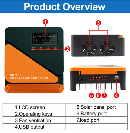 EASUN Solar Charge Controller MPPT 60A 50A 40A 30A 20A 10A Solar Panel Solar Charge Regulator 12V 24V Battery PV Input 100VOC