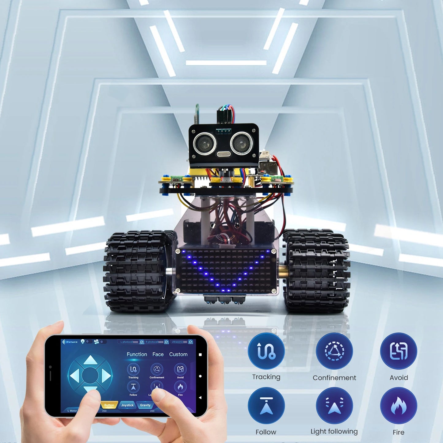 Kit Robot Tanque Inteligente Keyestudio Mini V3.0 (Actualizado) DIY STEM Programable compatible Arduino/Mixly