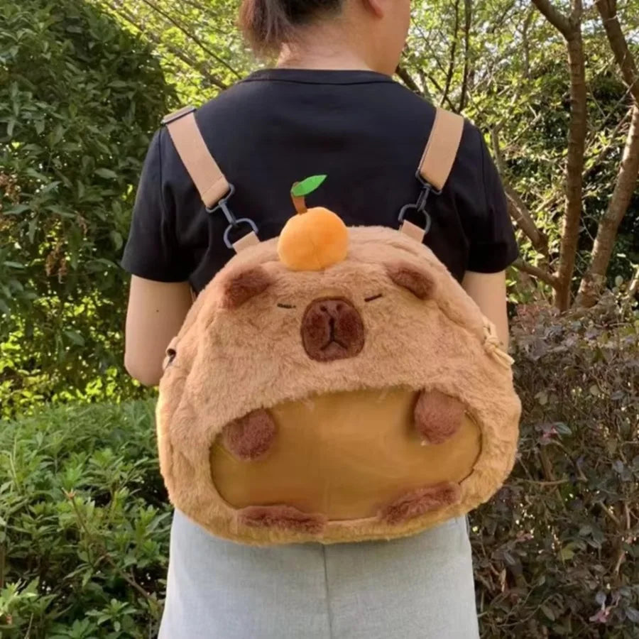 Mochila Peluche Capibara Kawaii Bolso Hombro/Mini Morral Muñeco Peludo Regalo