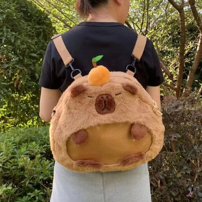 Mochila Peluche Capibara Kawaii Bolso Hombro/Mini Morral Muñeco Peludo Regalo